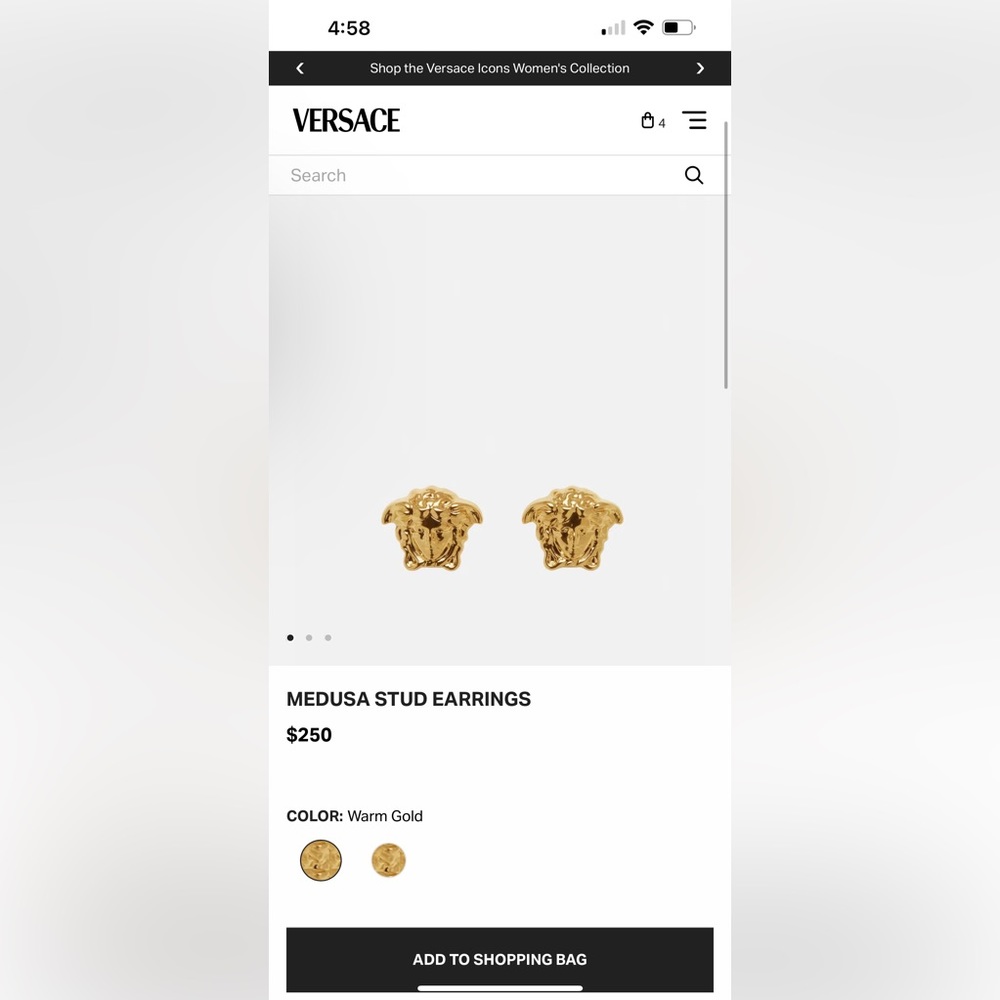 Versace Medusa Earrings, new with box